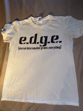 Gildan White Short Sleeve Tee with Black "e.d.g.e." Graphic